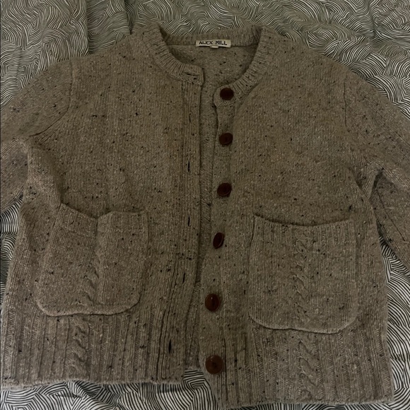 Alex Mill Sweaters - Alex Mill Speckled Taupe Knit Cardigan with Brown Buttons